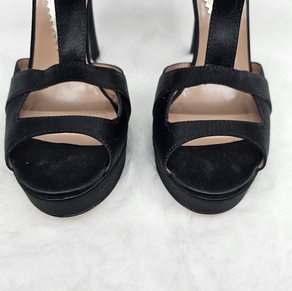 Emporio Armani black evening satin peep toe strappy slip on high heels 5.5 - Picture 9 of 12
